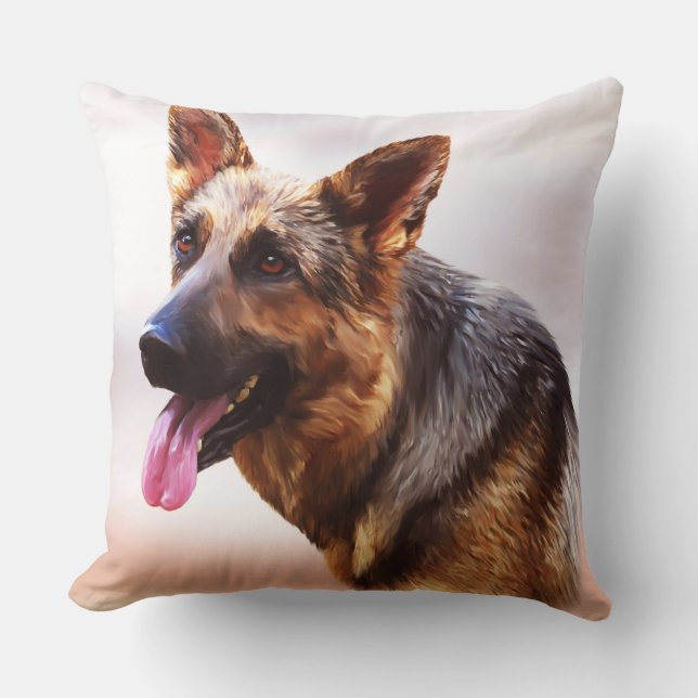 Deutsche Schäferhunde Dog Ölgemälde Art Portrait C Kissen (Vorderseite)