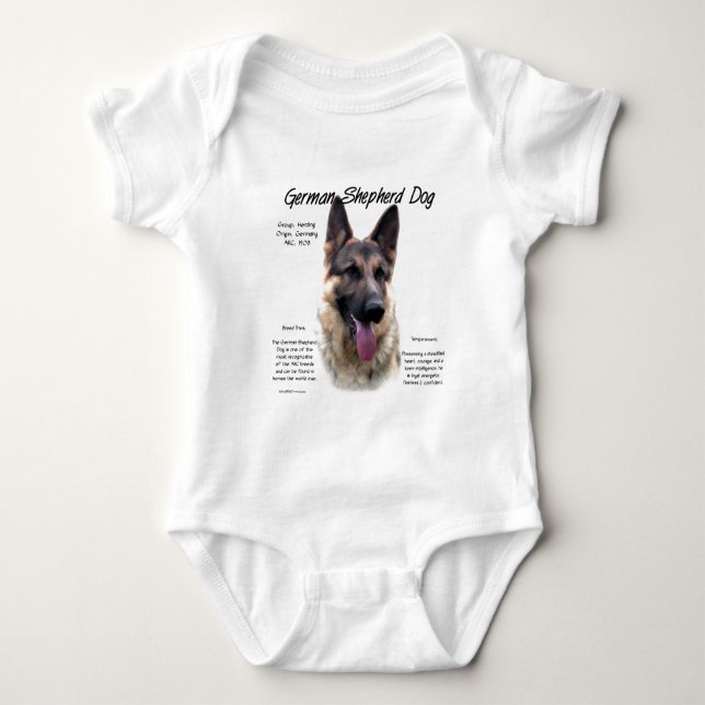 Deutsche Schäferhunde-Geschichtsdesign Baby Strampler (Vorderseite)