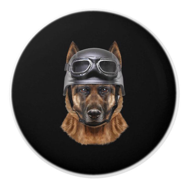 Deutsche Schäferhunde Helm Geschenk für Biker in M Keramikknauf (Vorderseite)