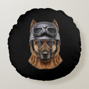 Deutsche Schäferhunde Helm Geschenk für Biker in M Rundes Kissen