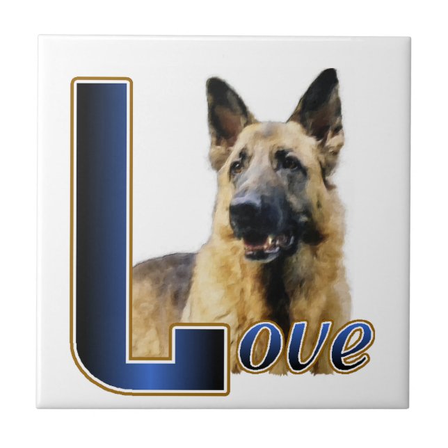 Deutsche Schäferhunde-Liebe Fliese (Vorderseite)
