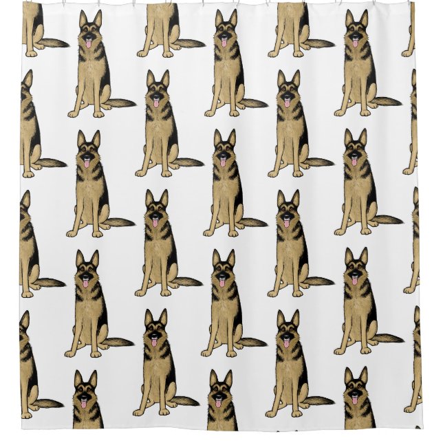 Deutsche Schäferhunde Muster | Fun Pet Art Duschvorhang (Vorderseite)