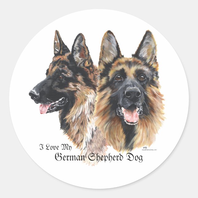 Deutsche Schäferhunde Runder Aufkleber (Vorderseite)