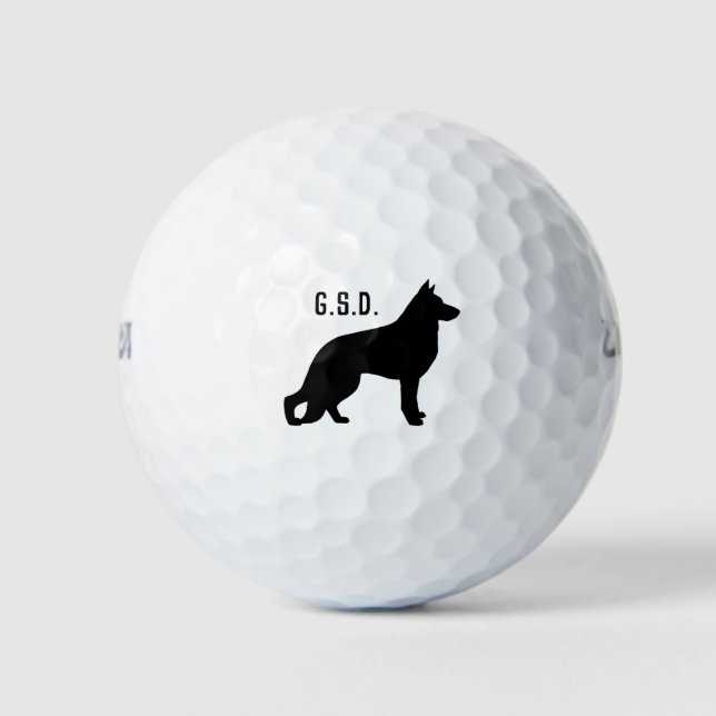 Deutsche Schäferhunde-Silhouette Golfball (Vorderseite)