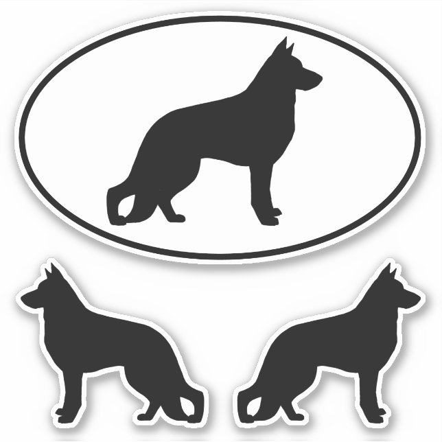 Deutsche Schäferhunde Silhouetten Vinyl Sticker Se (Vorderseite)