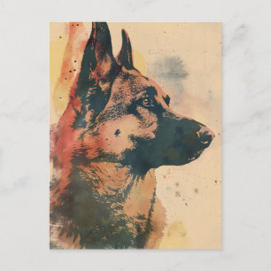 Deutsche Schäferhunde Vintage Kunst Postkarte
