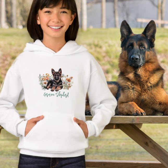 Deutsche Schäferhunde Wildblumen Kinder Sweatshirt (Von Creator hochgeladen)
