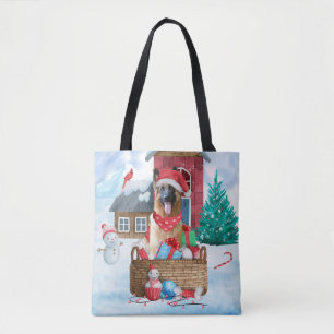 Deutsche Schäferhündin im Schnee Weihnachtshundeha Tasche