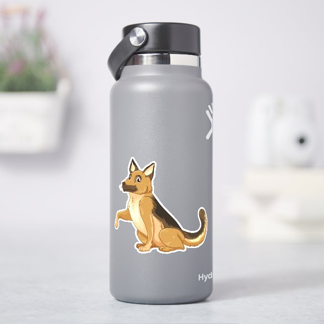 Deutsche Schäferhündin Shake Hand Aufkleber (HydroFlask)