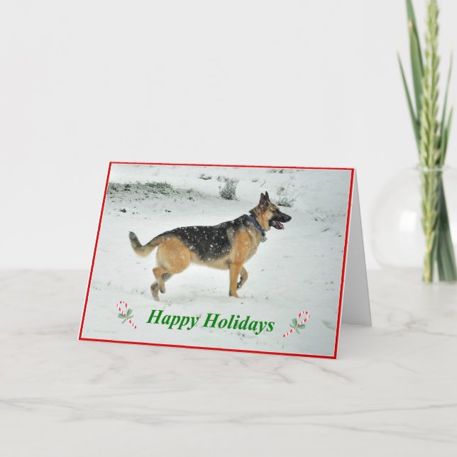 Deutsche Schäferhündin Weihnachtsgrüßkarte Feiertagskarte (Vorderseite)