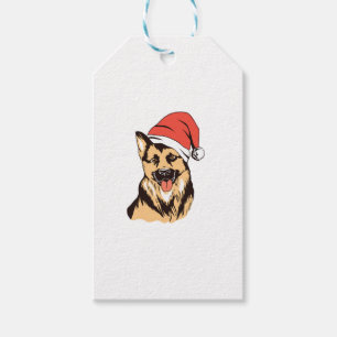 Deutsche Schäferhündin Weihnachtsmannmütze - Weihn Geschenkanhänger