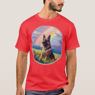 Deutsche Schäferhütte Rainbow Bridge GSD Art T-Shirt