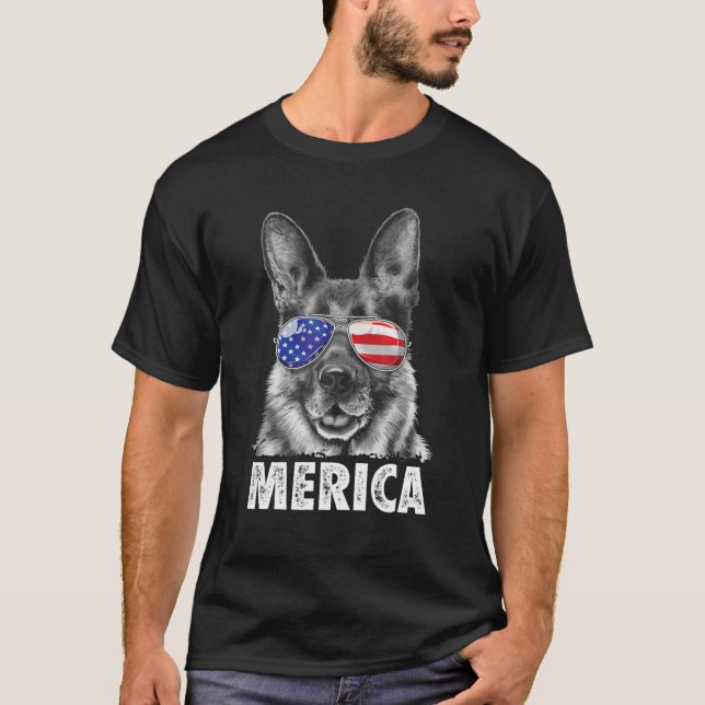 Deutsche Schäferin 4. Juli Merica Männer Frauen Am T-Shirt (Vorderseite)