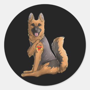 Deutsche Schäferin I Liebe Mama Tattoo Hundeshirt  Runder Aufkleber