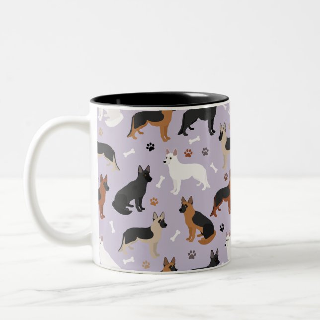 Deutsche Schäferknochen und Paws Zwei-Tone-Tasse Zweifarbige Tasse (Links)