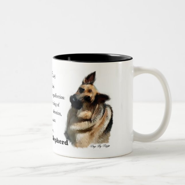 Deutsche Schäferkunstgeschenke Zweifarbige Tasse (Rechts)