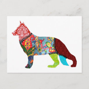 Deutsche Schäferpatchwork Haustiere Postkarte