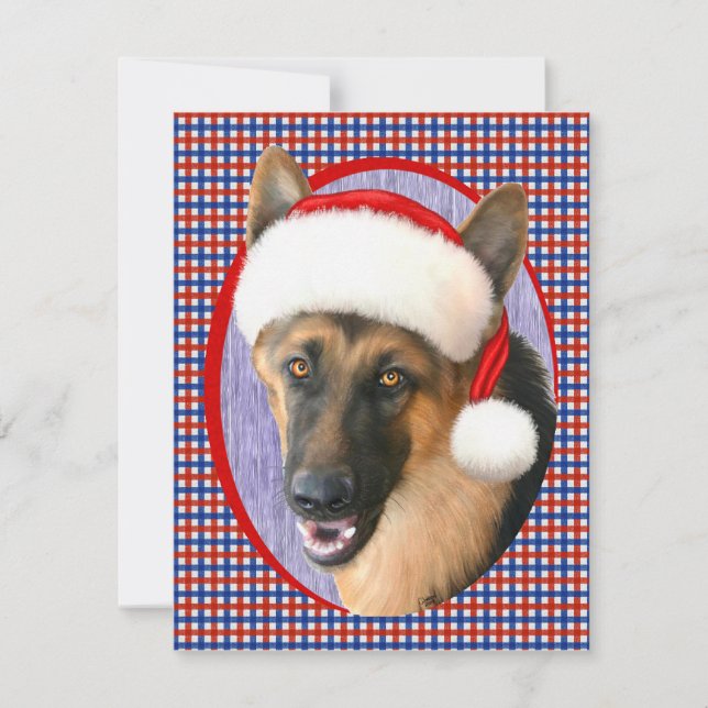 Deutsche Schäferweihnachtsfest-Weihnachtsmannmütze Einladung (Vorderseite)