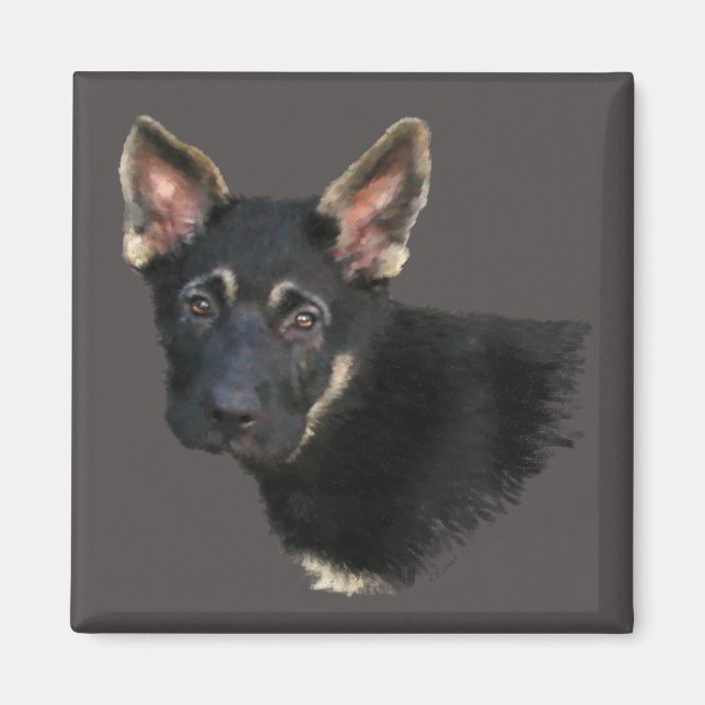 Deutsche Shepard Welpenpasten Magnet (Vorne)