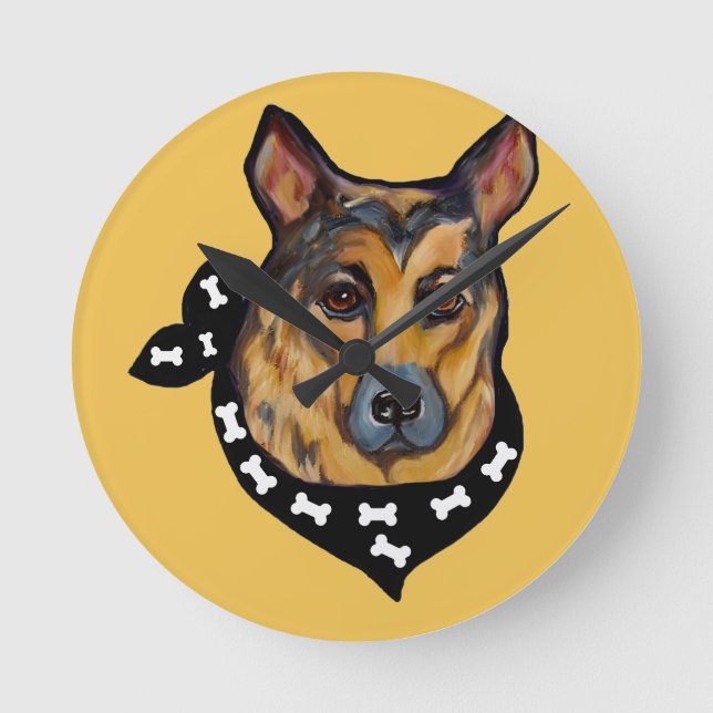 DEUTSCHE SHEPHERD RUNDE WANDUHR (Vorderseite)