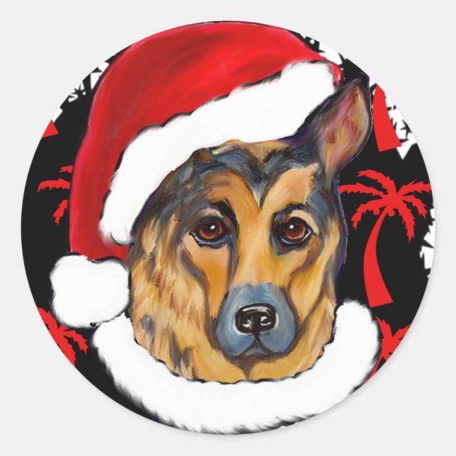 DEUTSCHE SHEPHERD RUNDER AUFKLEBER (Vorderseite)