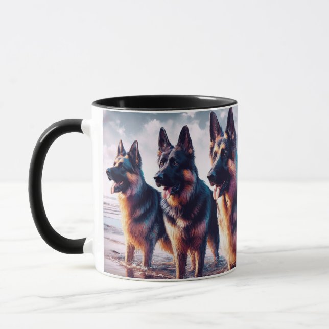 DEUTSCHE SHEPHERDS am STRAND -208- Tasse (Links)