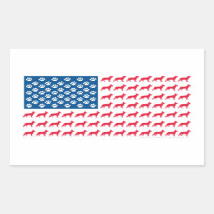 Deutsche Shhepherd Patriotic USA Flag Rechteckiger Aufkleber