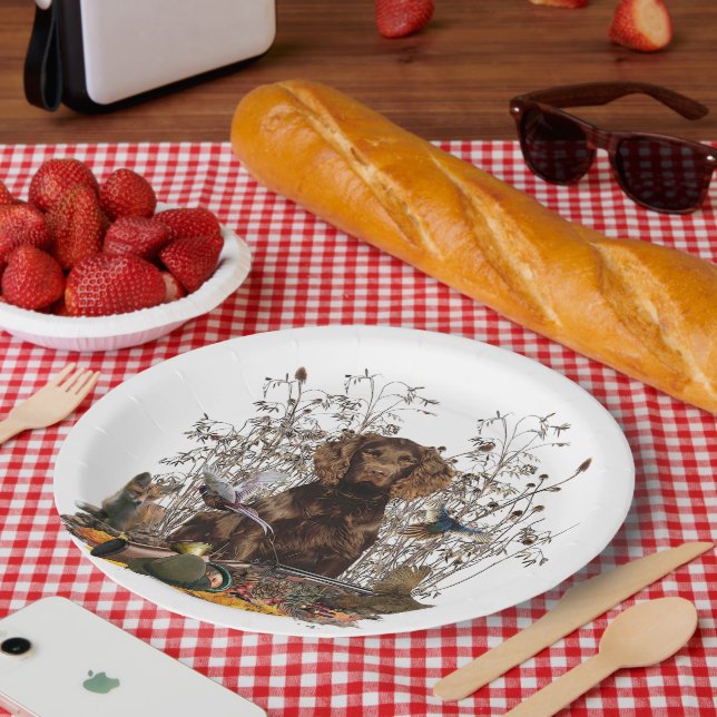 Deutsche Spaniels ( Deutscher Wachtelhund ) Pappteller (Picknick)