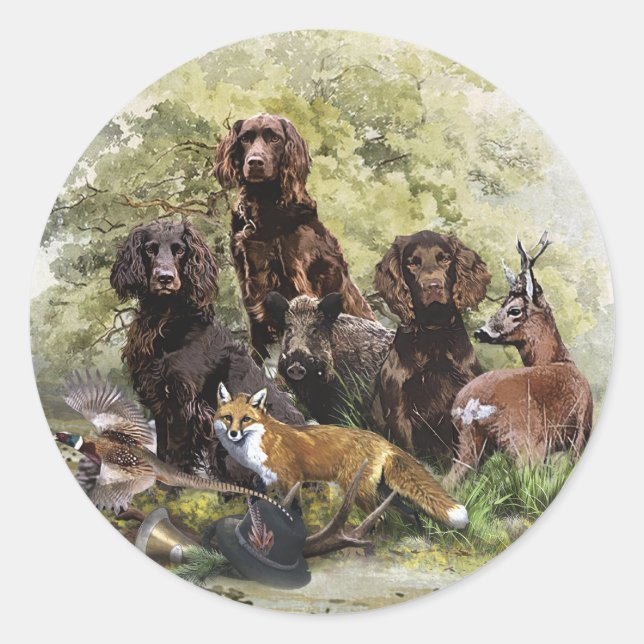Deutsche Spaniels ( Deutscher Wachtelhund ) Runder Aufkleber (Vorderseite)