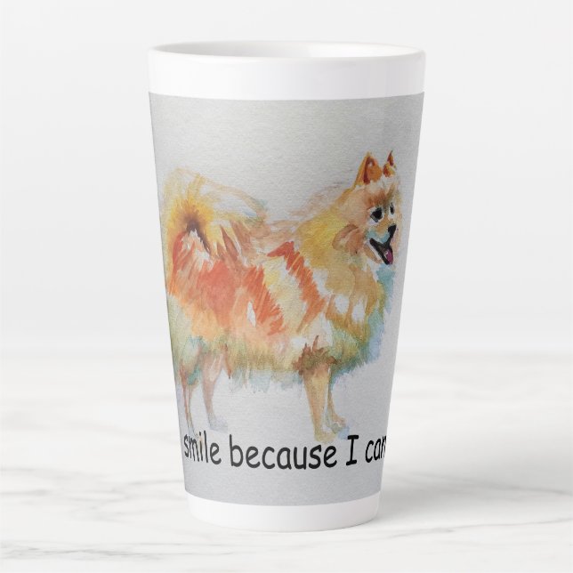 Deutsche Spitz Hund "Ich lächle, weil ich kann" Ka Milchtasse (Vorderseite)
