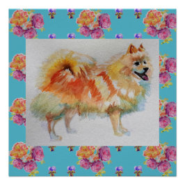 Deutsche Spitz Spitz Hunde Rose Print Poster