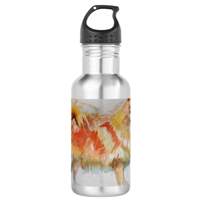 Deutsche Spitz Spitz Wasserfarbenwelse Hunde Edelstahlflasche (Vorderseite)