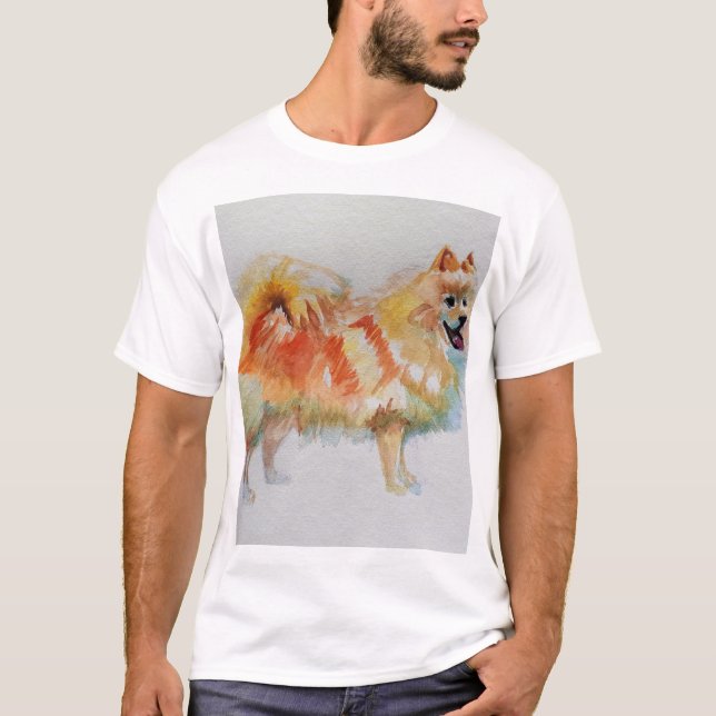 Deutsche Spitz Spitz Wasserfarbenwelse Hunde T-Shirt (Vorderseite)