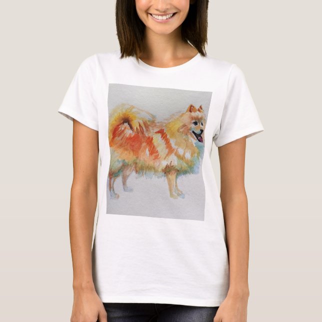 Deutsche Spitz Spitz Wasserfarbenwelse Hunde T-Shirt (Vorderseite)