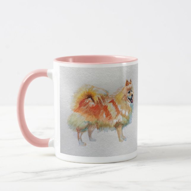 Deutsche Spitz Spitz Wasserfarbenwelse Hunde Tasse (Links)