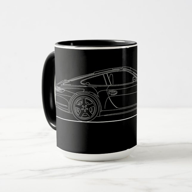 Deutsche Sportwagen 997 Linie Zeichnend Tasse (Vorderseite Links)