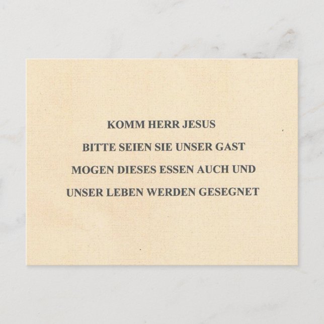 DEUTSCHE TABELLE PRAYER POSTKARTE (Vorderseite)