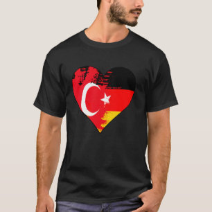 Deutsche und turkmenische Herz-Erbe-Flagge T-Shirt