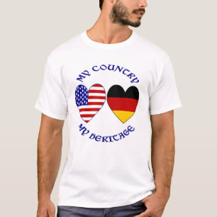 Deutsche USA-Flagge Herzen Mein Land Mein Erbe Män T-Shirt