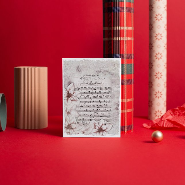 Deutsche Weihnachtsmusik Poinsettias Vintages Kuns Seidenpapier (Von Creator hochgeladen)
