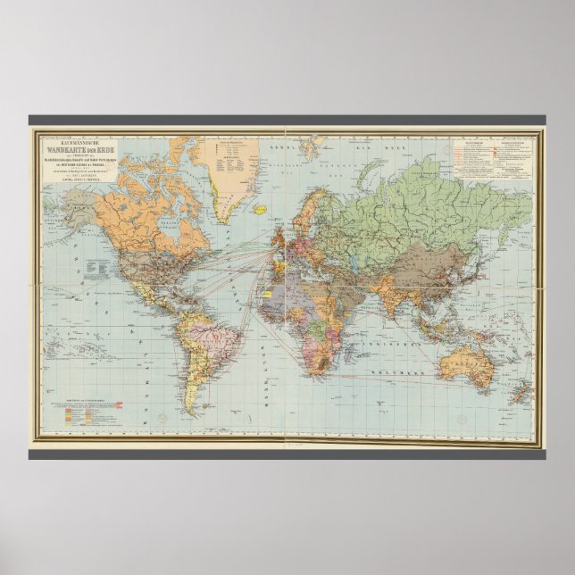 Deutsche Weltkarte (1899) Poster (Vorne)