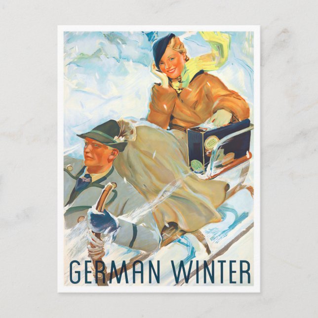 Deutsche Winter Vintage Postkarte (Vorderseite)