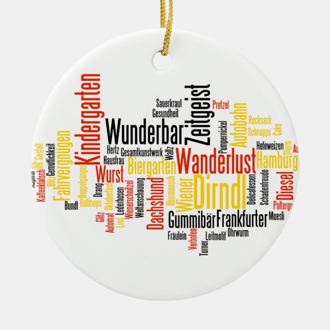 Deutsche Wort-Wolke - Deutsche Wortwolke Keramikornament (Vorne)