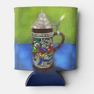 Deutscher Bierstein w/Hinged Lid Blue Green Dosenkühler