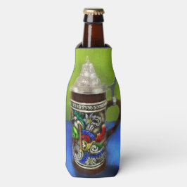 Deutscher Bierstein w/Hinged Lid Blue Green Flaschenkühler
