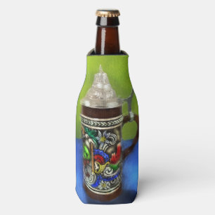 Deutscher Bierstein w/Hinged Lid Blue Green Flaschenkühler