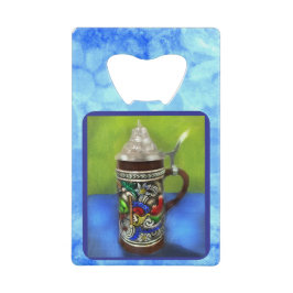 Deutscher Bierstein w/Hinged Lid Blue Green Geldbeutel Flaschenöffner