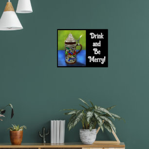 Deutscher Bierstein w/Hinged Lid Blue Green Poster