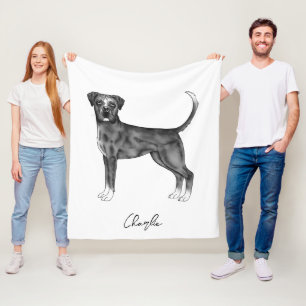 Deutscher Boxerhund in Schwarz und Weiß & Individu Fleecedecke