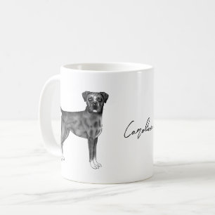 Deutscher Boxerhund in Schwarz und Weiß & Individu Kaffeetasse